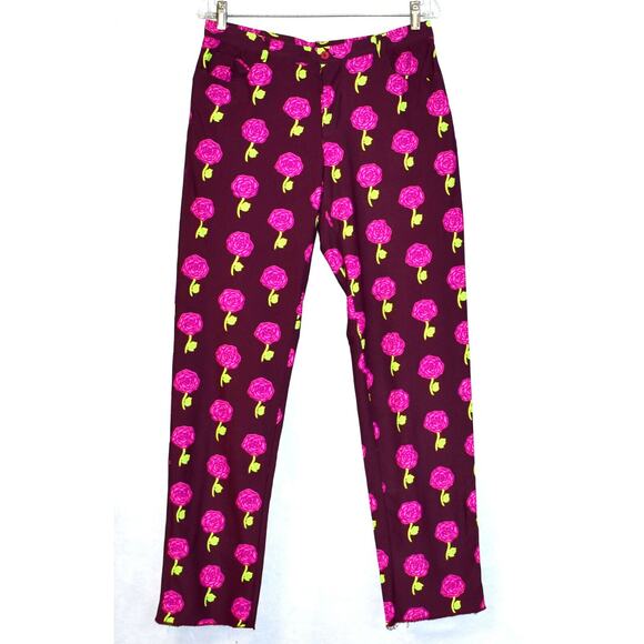 C0 NEW VERSUS GIANNI VERSACE Floral Vintage 5 Pocket Raw Hem Pants Sz 34/48